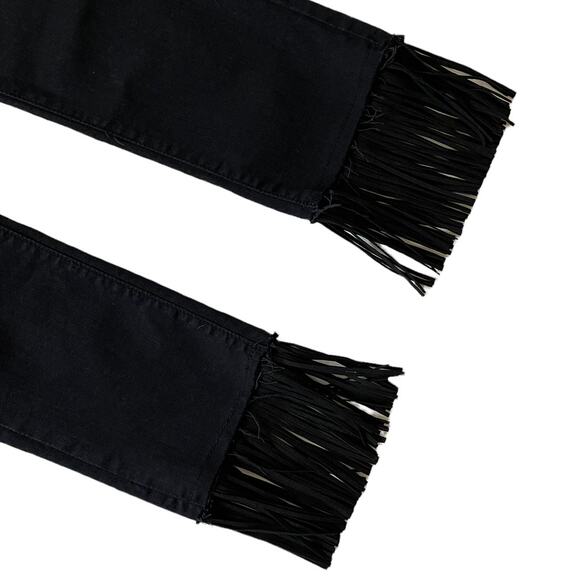 Mother High Waist Rascal Top Fray Whip Fringe Skinny Black Jeans Size 24 - Picture 8 of 14